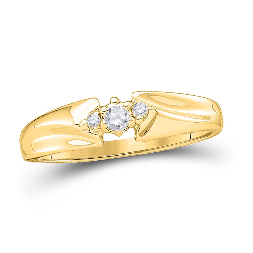 Image of ID 1 14k Yellow Gold Round Diamond 3-stone Promise Ring 1/10 Cttw