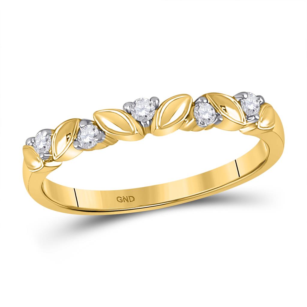 Image of ID 1 14k Yellow Gold Round Diamond 5-Stone Stackable Band Ring 1/10 Ctw