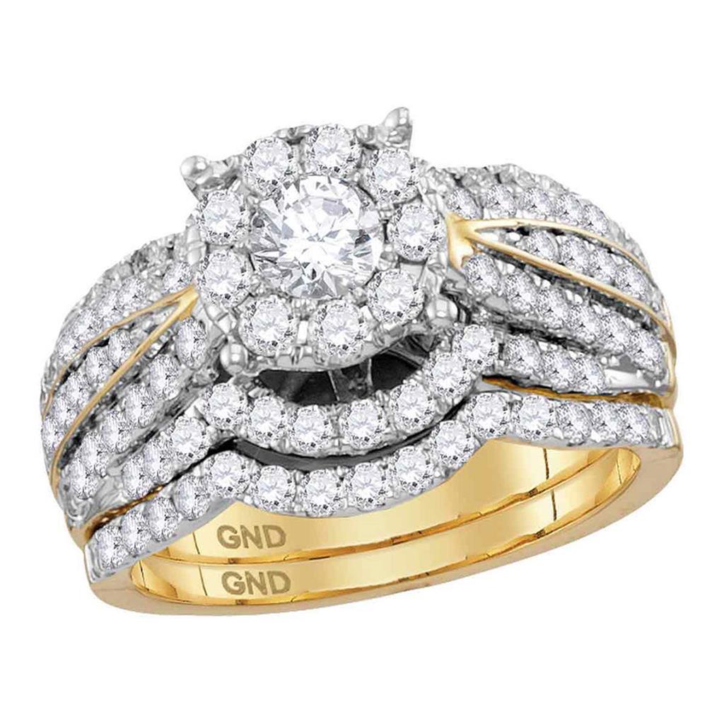 Image of ID 1 14k Yellow Gold Round Diamond Bridal Wedding Ring Set 1-7/8 Cttw