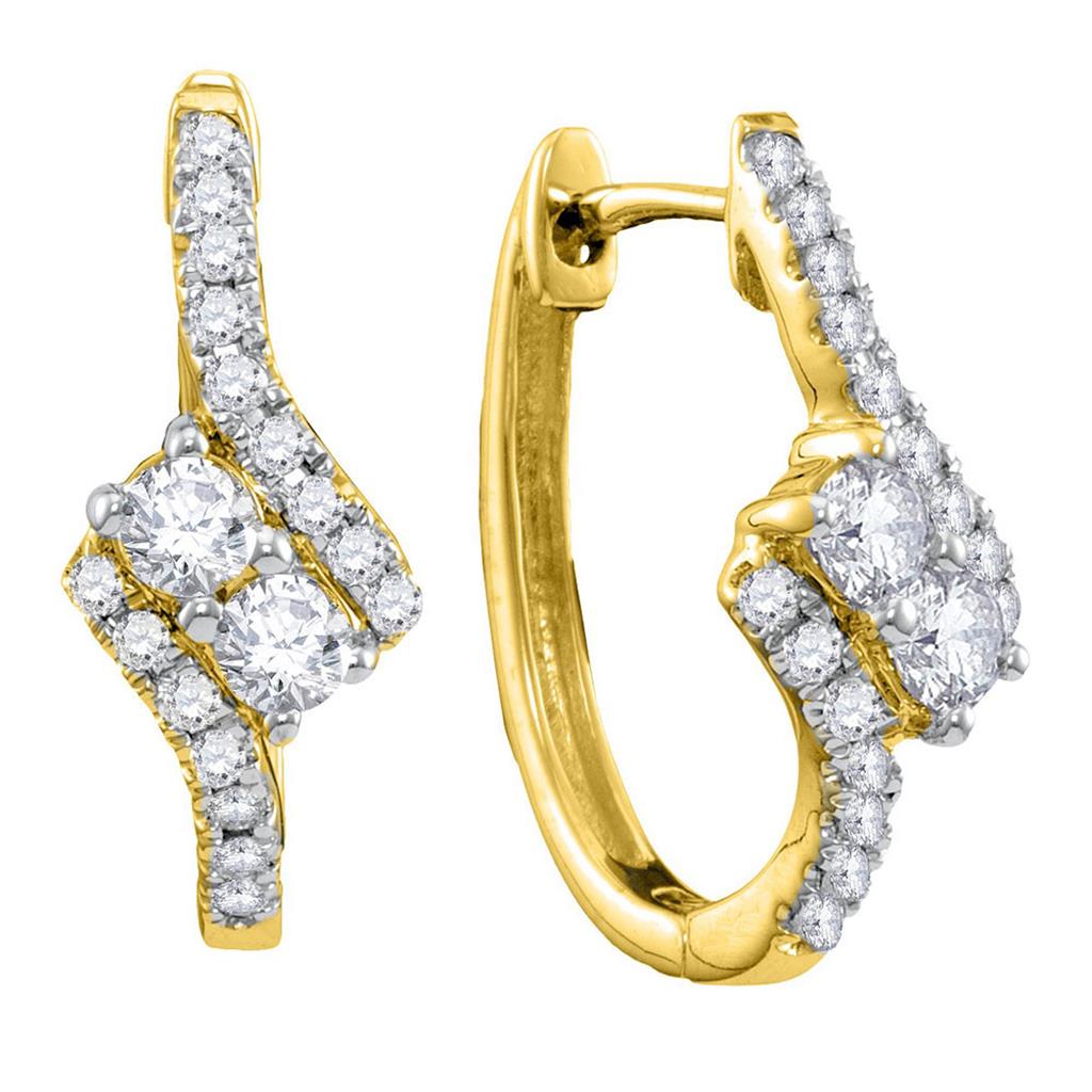 Image of ID 1 14k Yellow Gold Round Diamond Bypass 2-stone Earrings 1/2 Ctw