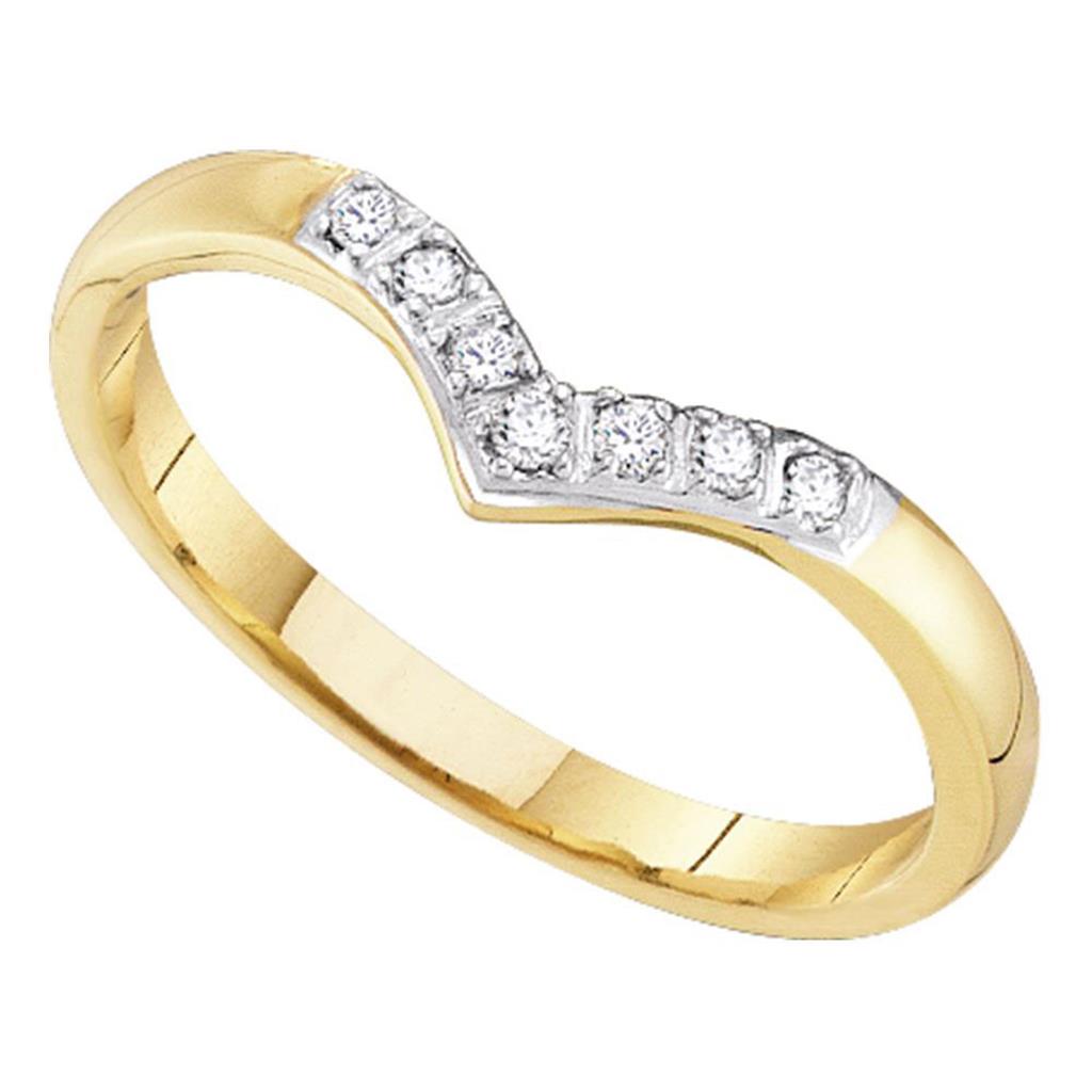 Image of ID 1 14k Yellow Gold Round Diamond Chevron Band Ring 1/20 Cttw