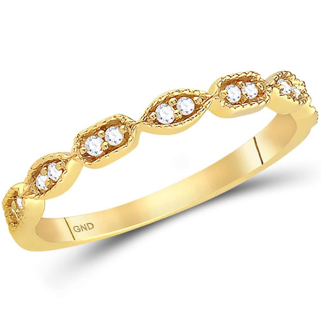 Image of ID 1 14k Yellow Gold Round Diamond Geometric Stackable Band Ring 1/10 Ctw