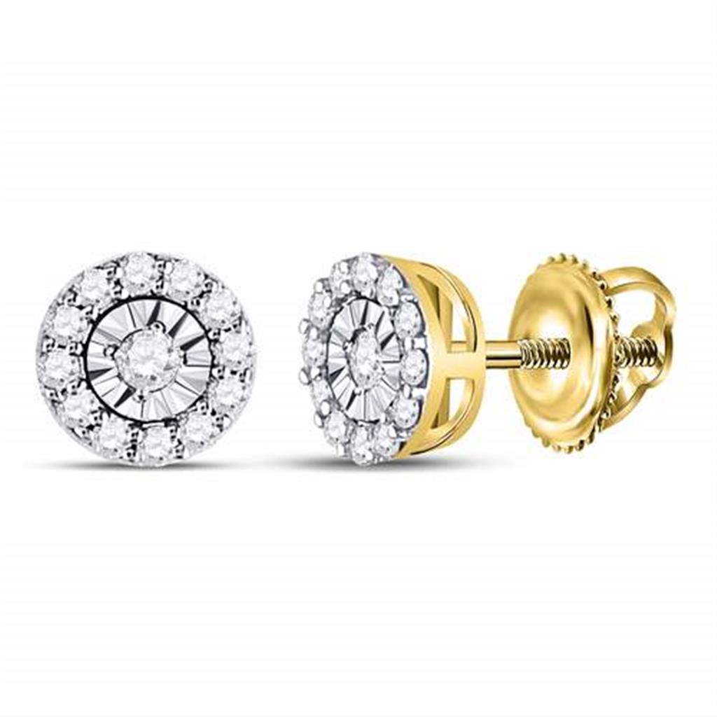 Image of ID 1 14k Yellow Gold Round Diamond Halo Earrings 1/4 Cttw