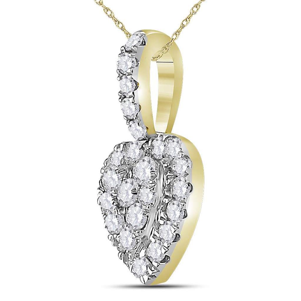 Image of ID 1 14k Yellow Gold Round Diamond Heart Pendant 1/3 Cttw