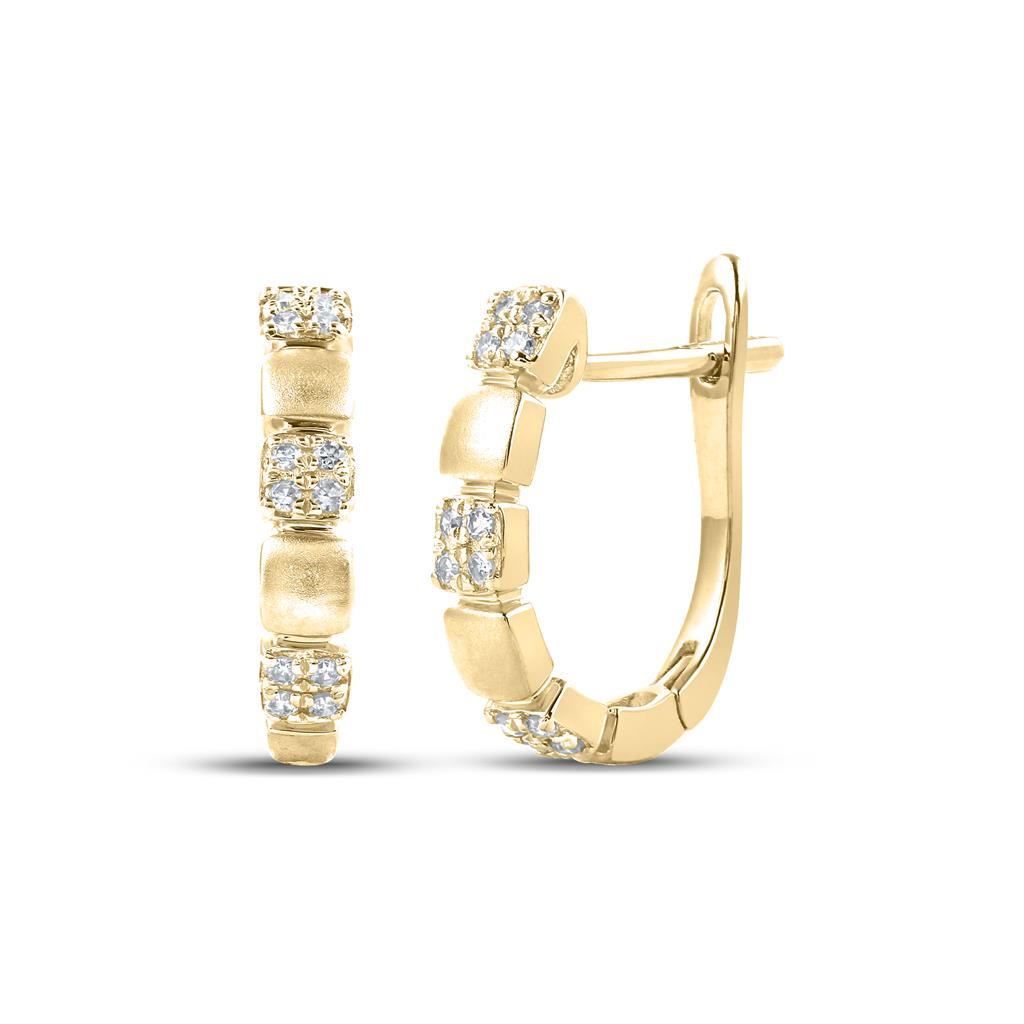 Image of ID 1 14k Yellow Gold Round Diamond Hoop Earrings 1/10 Cttw