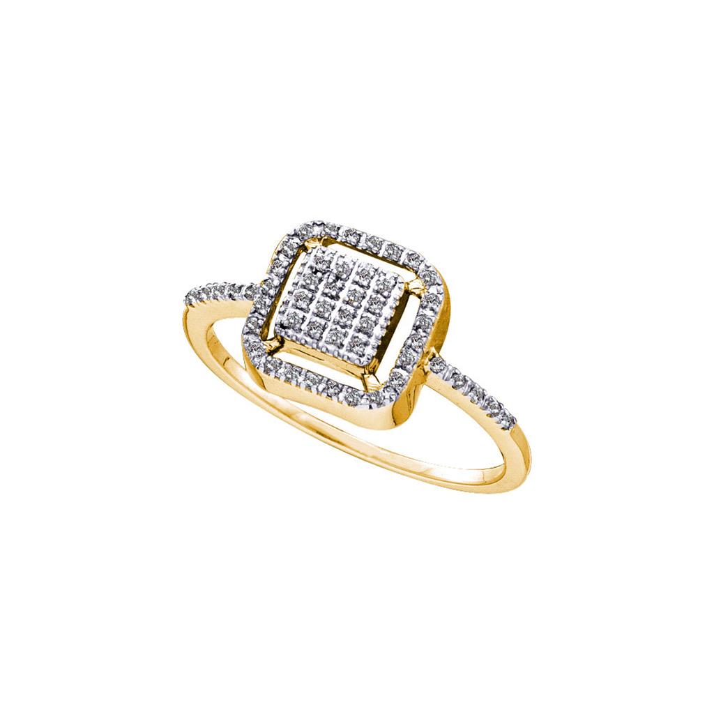 Image of ID 1 14k Yellow Gold Round Diamond Square Cluster Ring 1/8 Cttw