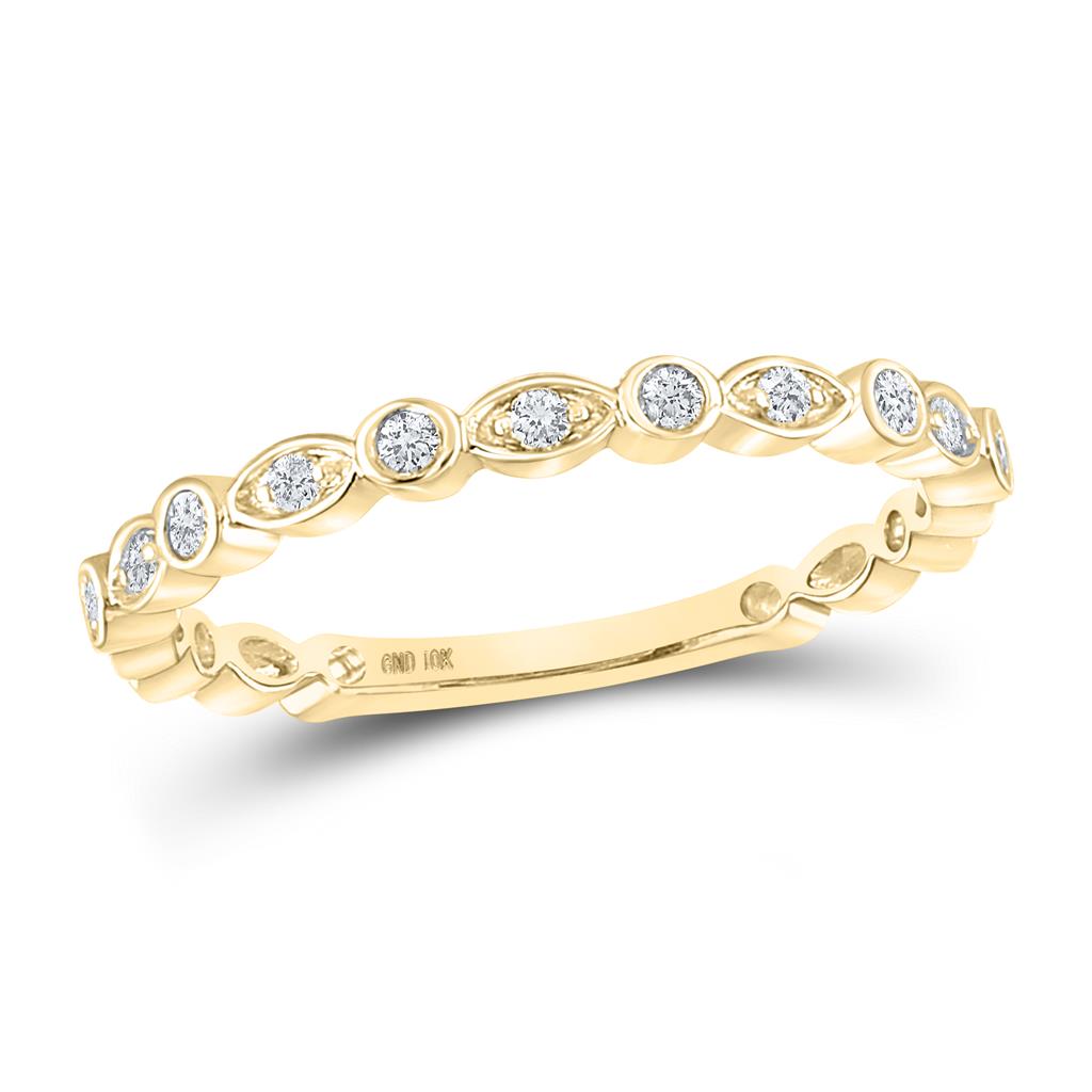 Image of ID 1 14k Yellow Gold Round Diamond Stackable Band Ring 1/8 Cttw