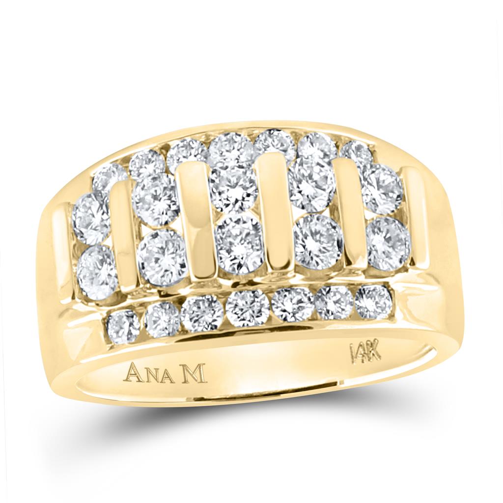 Image of ID 1 14k Yellow Gold Round Diamond Wedding Channel Set Band Ring 2 Cttw