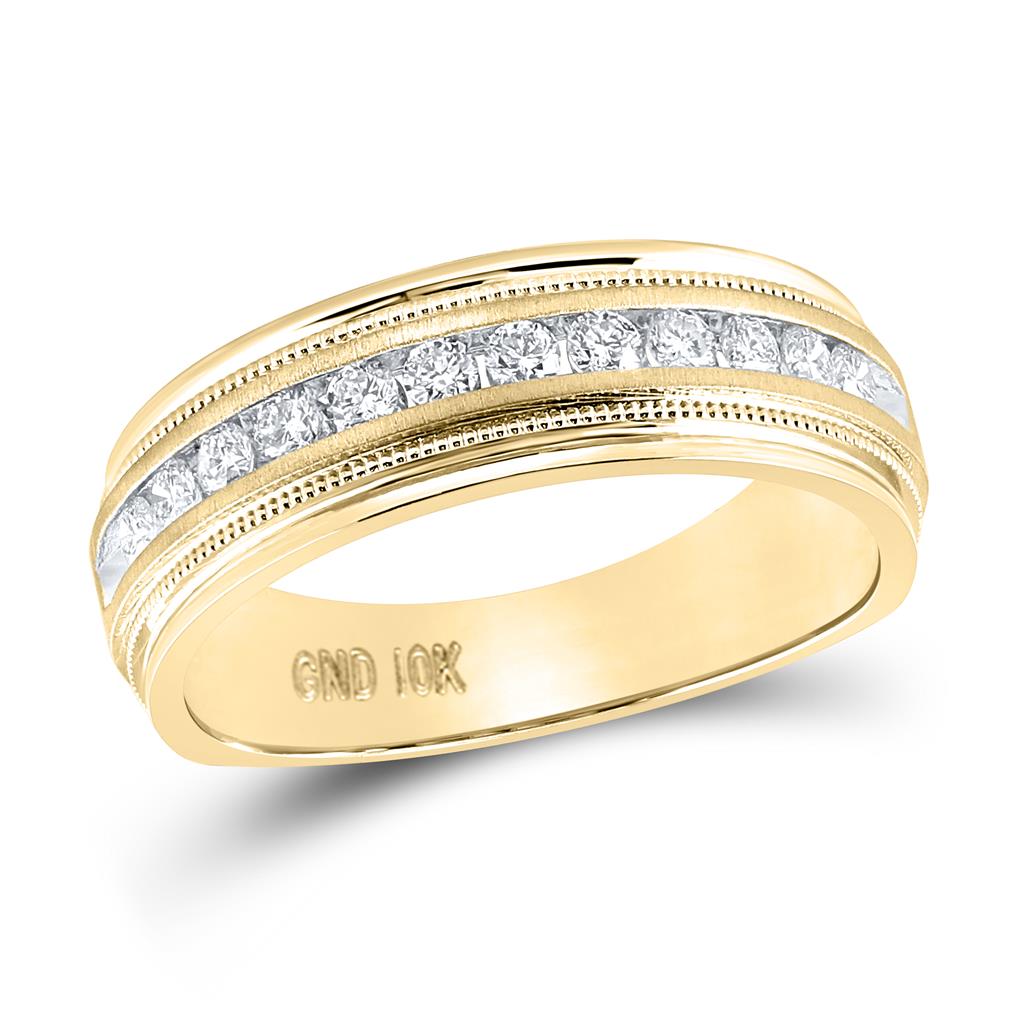 Image of ID 1 14k Yellow Gold Round Diamond Wedding Single Row Band Ring 1/2 Cttw