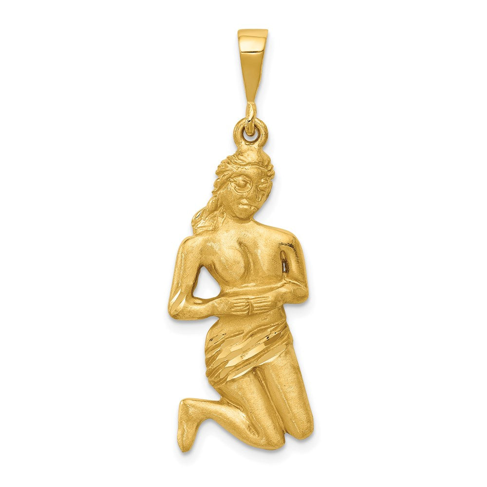 Image of ID 1 14k Yellow Gold Satin Diamond-cut Virgo Zodiac Charm