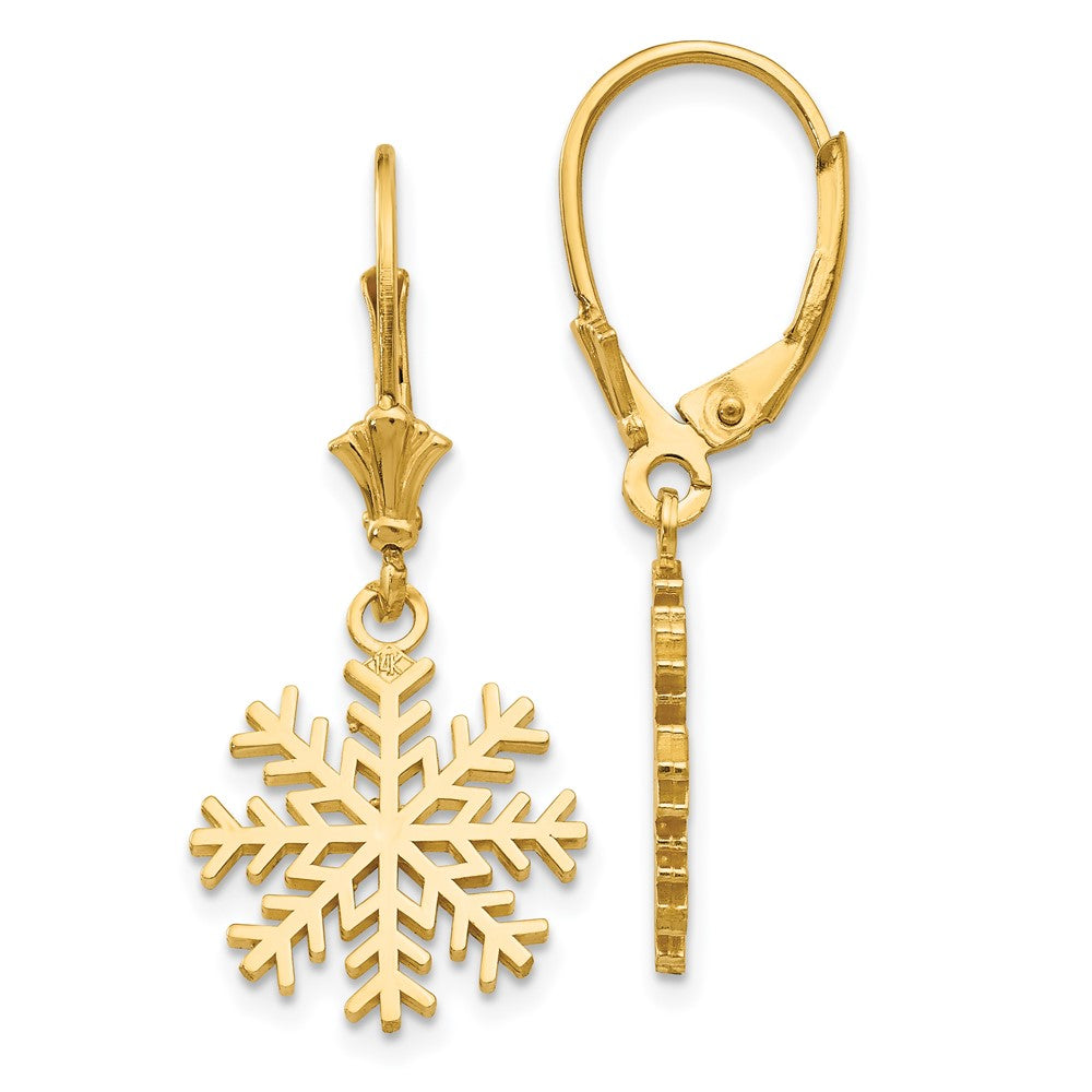 Image of ID 1 14k Yellow Gold Snowflake Leverback Earrings