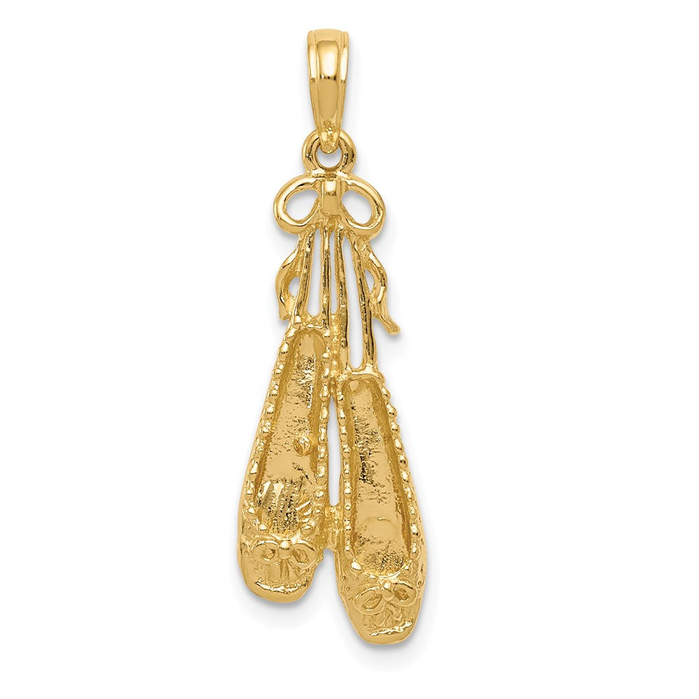 Image of ID 1 14k Yellow Gold Solid Satin Polished Ballet Slippers Pendant