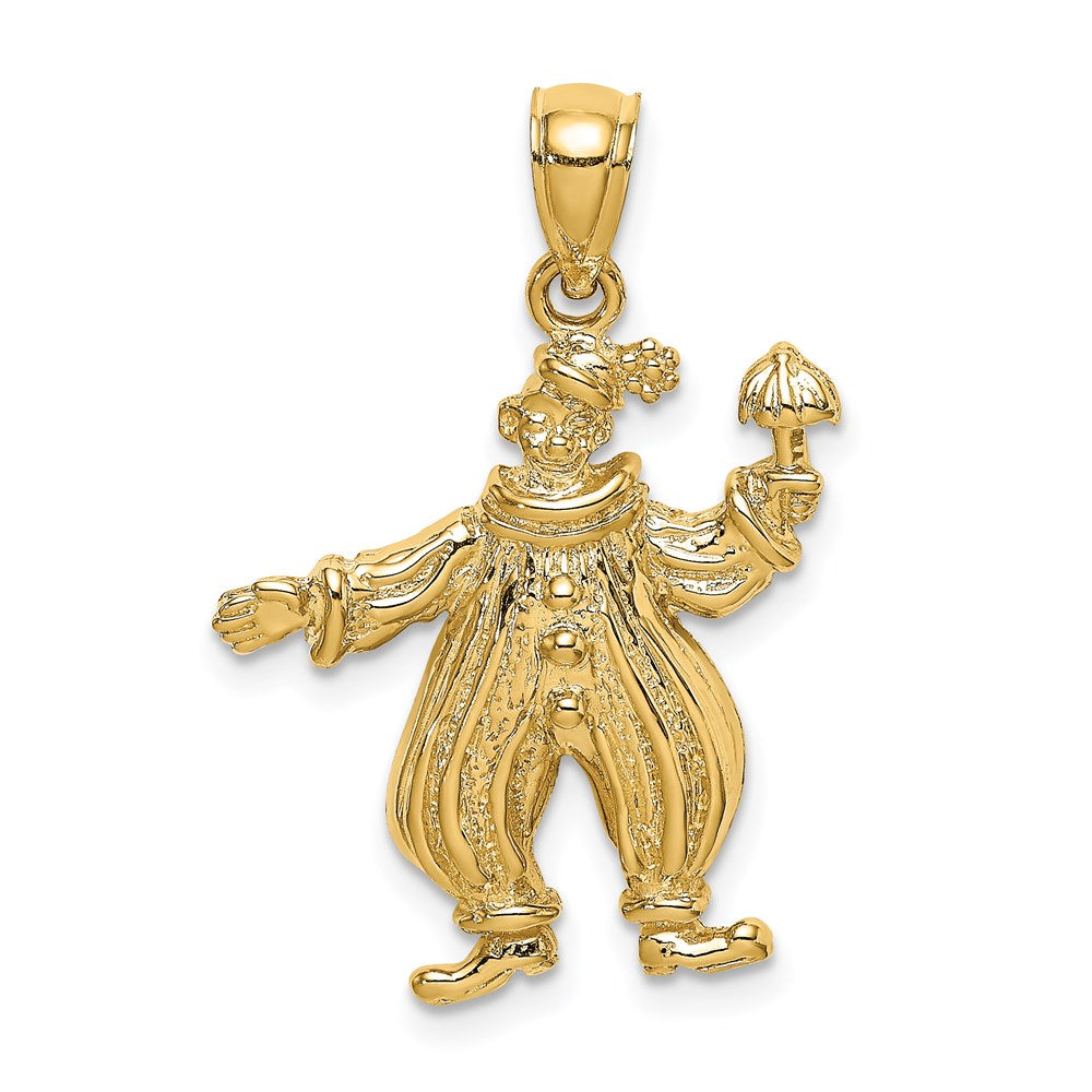 Image of ID 1 14k Yellow Gold Textured Clown Holding Umbrella Charm