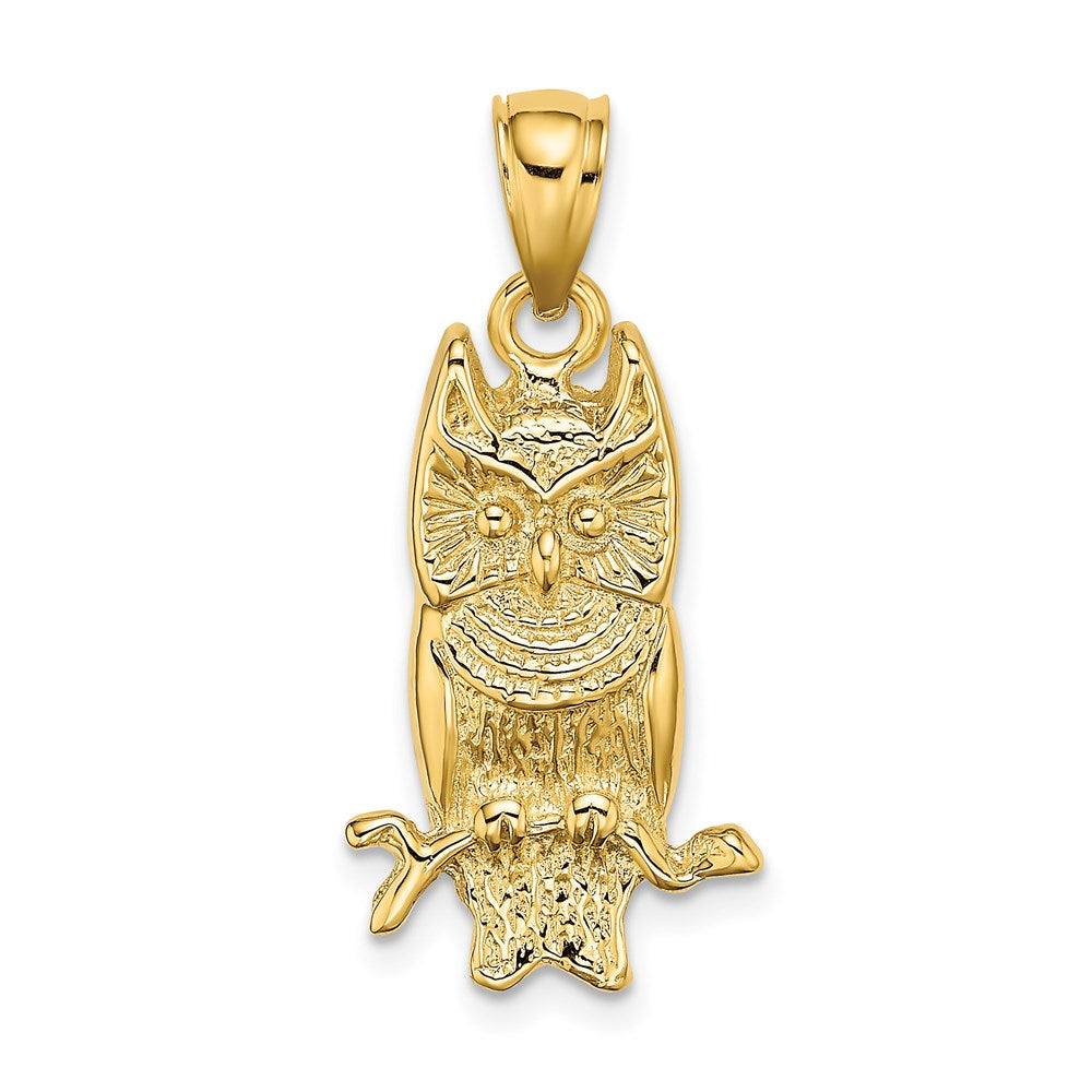 Image of ID 1 14k Yellow Gold Textured Owl Charm