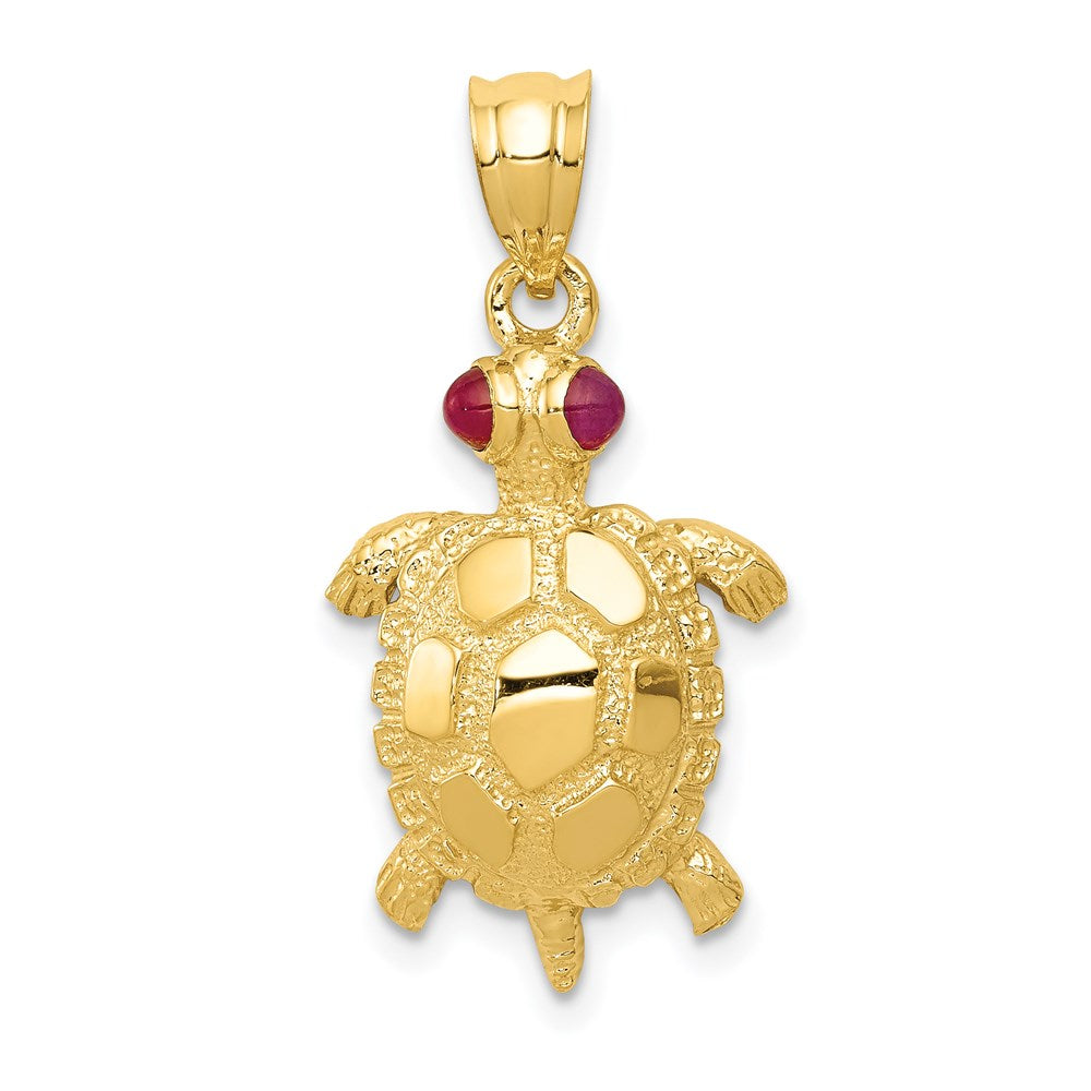 Image of ID 1 14k Yellow Gold Turtle with Ruby Eyes Pendant