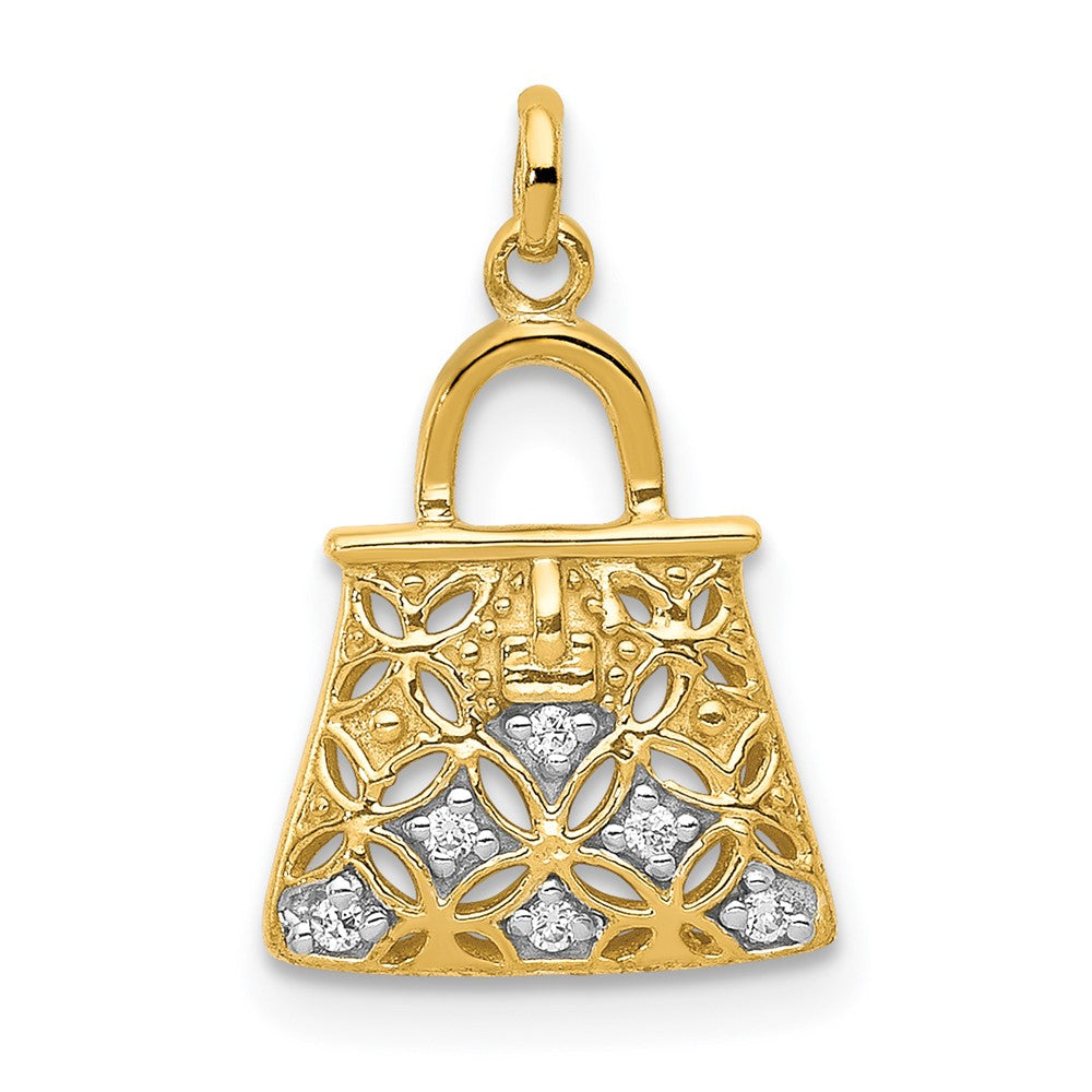 Image of ID 1 14k Yellow Gold and Rhodium Real Diamond Handbag Charm
