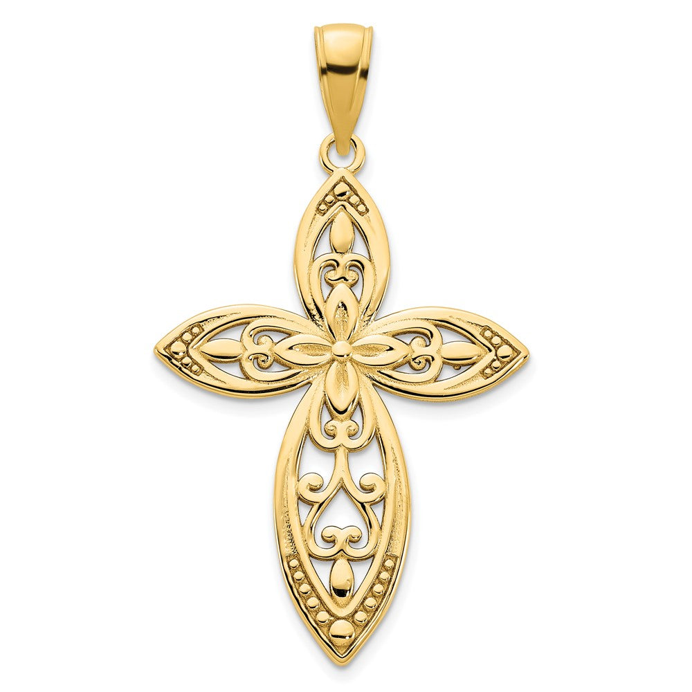 Image of ID 1 14k Yellow Goldy Fancy Cross Charm