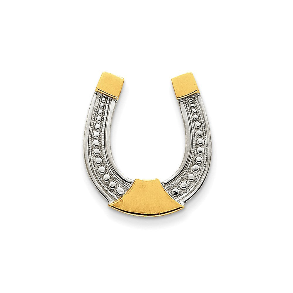 Image of ID 1 14k Yellow & Rhodium Gold & Rhodium Polished Horseshoe Slide