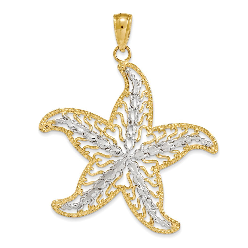 Image of ID 1 14k Yellow & Rhodium Gold & Rhodium Starfish Charm