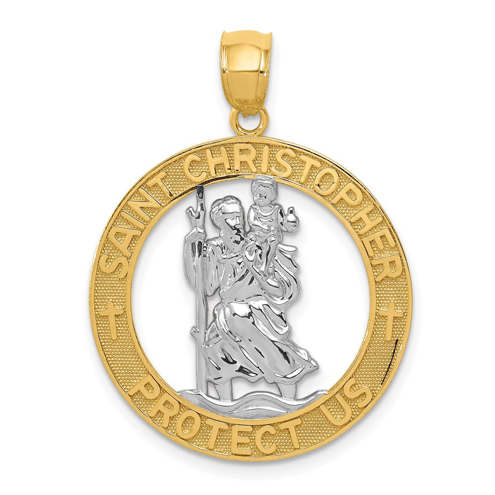 Image of ID 1 14k Yellow & Rhodium Gold w/Rhodium St Christopher Pendant