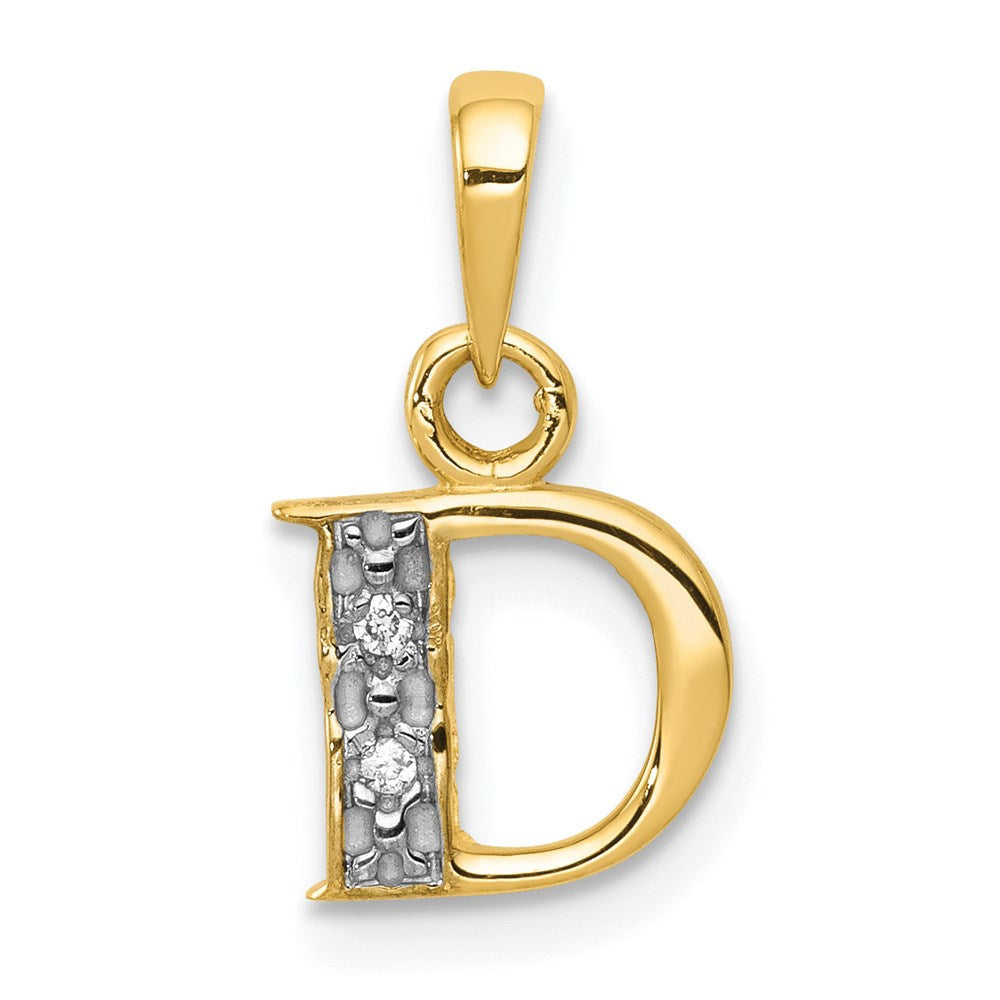 Image of ID 1 14k and Rhodium Polished 01ct Diamond Initial D Pendant