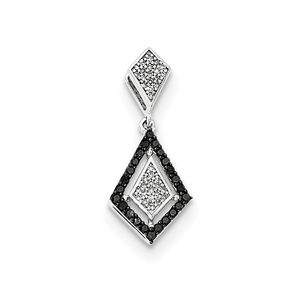 Image of ID 1 14kt White Gold Polished Real Diamond/Black Real Diamond Pendant