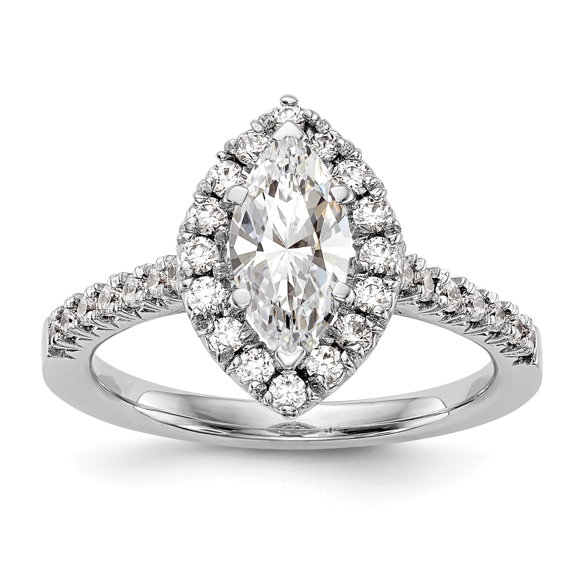 Image of ID 1 14kw Marquise Halo Simulated Diamond Engagement Ring
