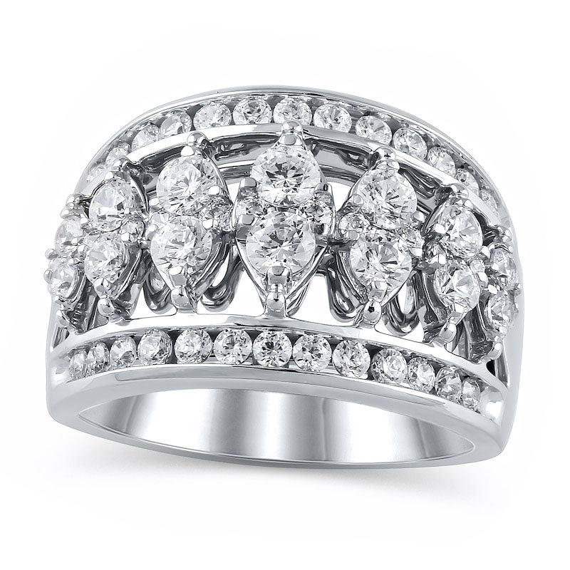 Image of ID 1 15 CT TW Composite Marquise Natural Diamond Seven Stone Ring in Solid 10K White Gold