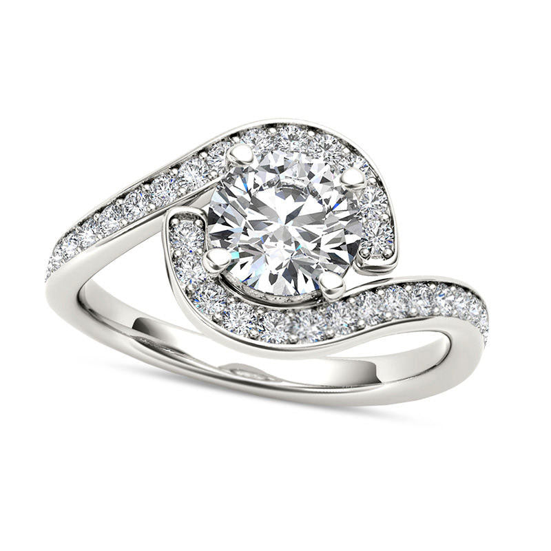 Image of ID 1 15 CT TW Natural Diamond Frame Bypass Engagement Ring in Solid 14K White Gold