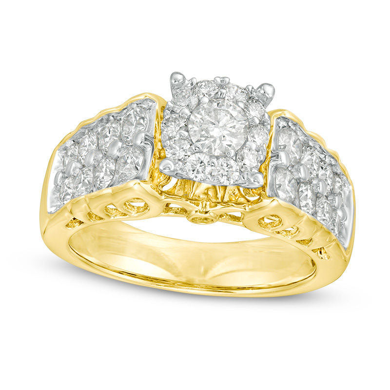 Image of ID 1 15 CT TW Natural Diamond Frame Double Row Engagement Ring in Solid 14K Gold