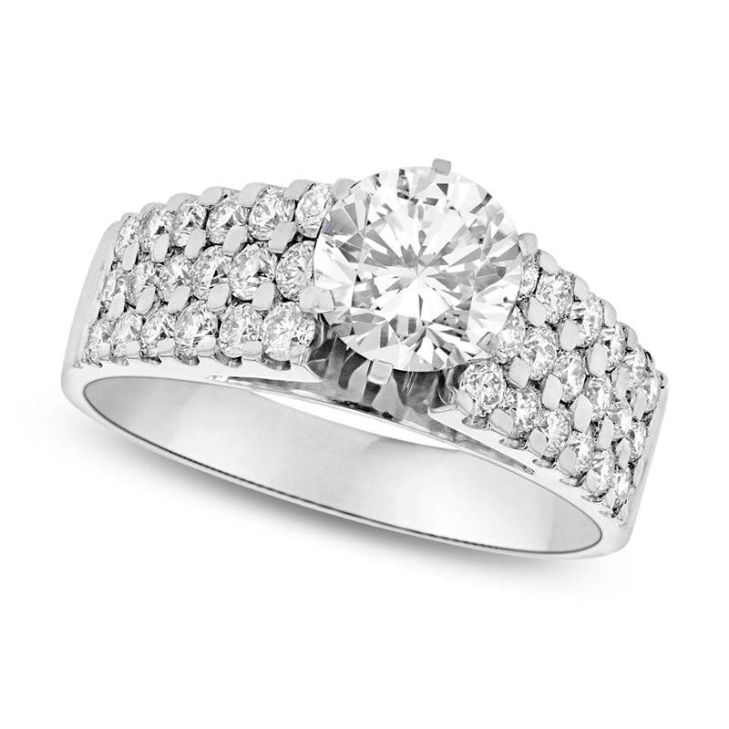 Image of ID 1 15 CT TW Natural Diamond Multi-Row Engagement Ring in Solid 14K White Gold (I/SI2)