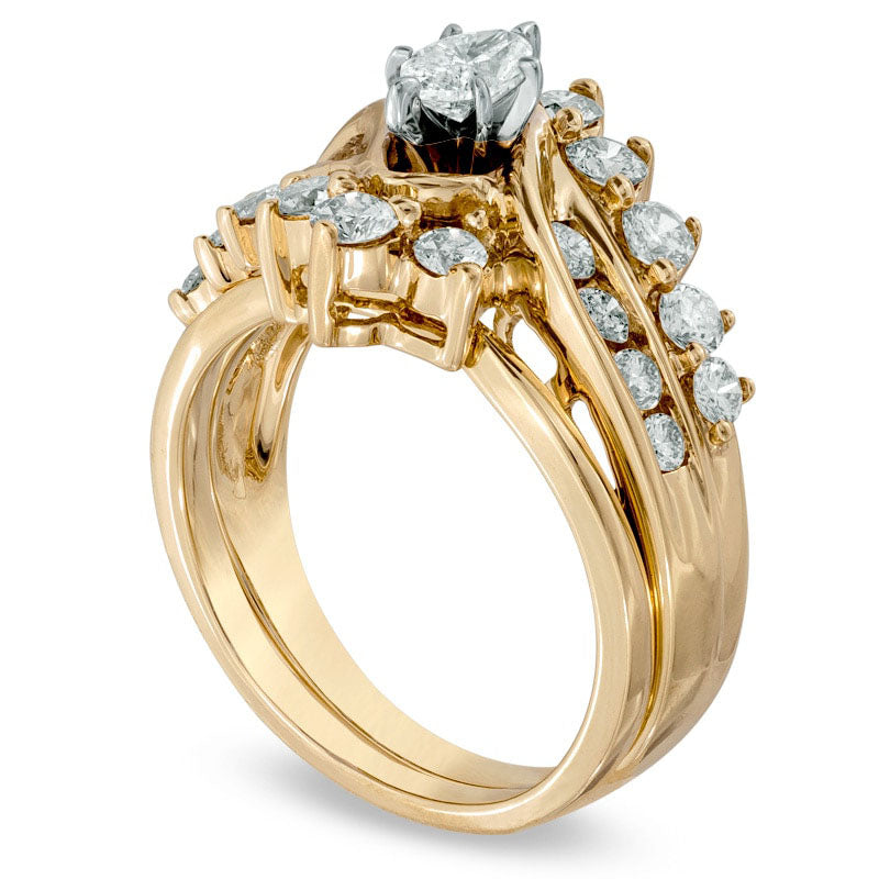 Image of ID 1 150 CT TW Marquise Natural Diamond Bridal Engagement Ring Set in Solid 14K Gold