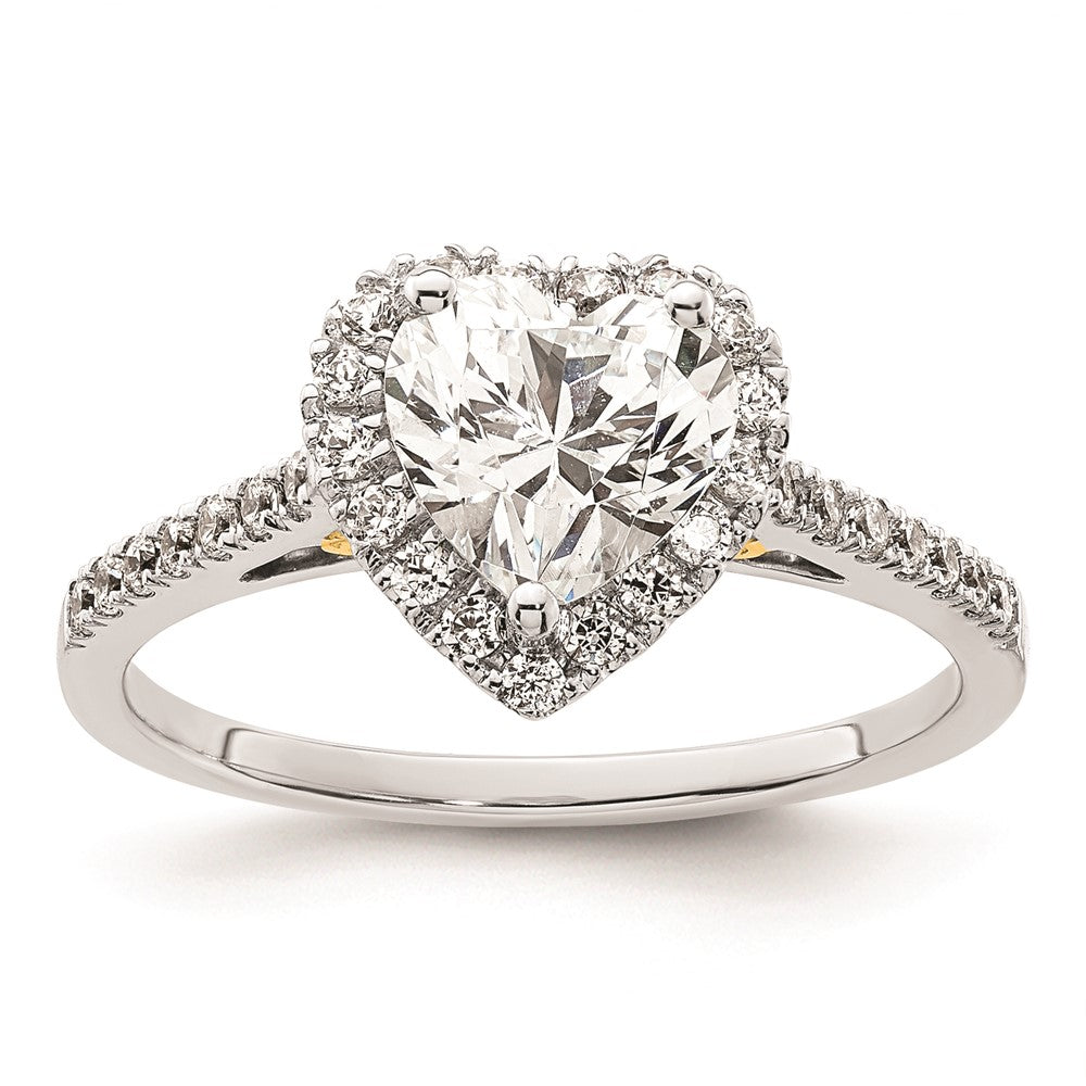 Image of ID 1 150ct CZ Solid Real 14ktt Heart Halo Engagement Ring