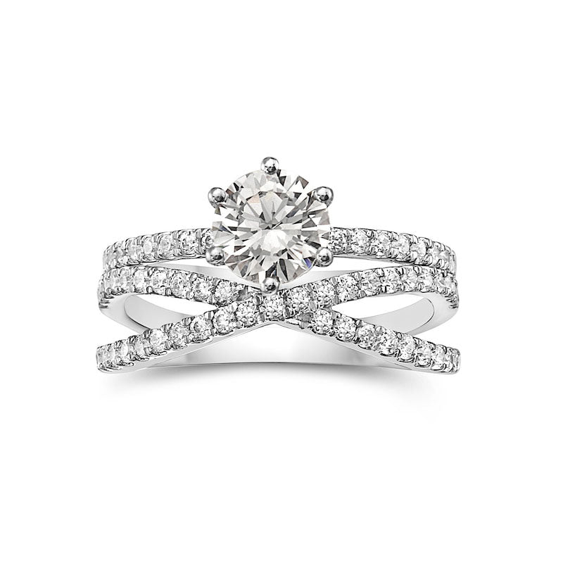 Image of ID 1 163 CT TW Natural Diamond Criss-Cross Bridal Engagement Ring Set in Solid 14K White Gold