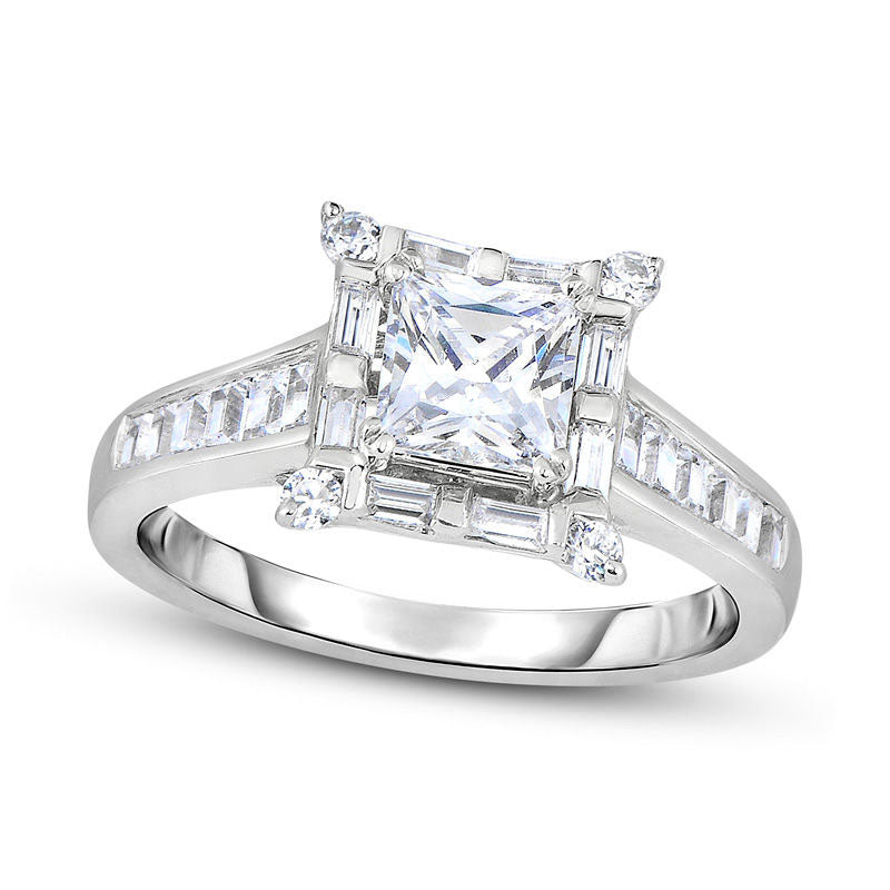 Image of ID 1 188 CT TW Princess-Cut Natural Diamond Frame Engagement Ring in Solid 14K White Gold