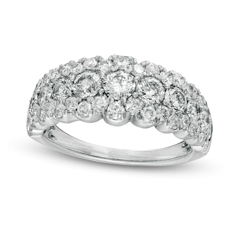 Image of ID 1 20 CT TW Natural Diamond Scallop Edge Anniversary Ring in Solid 14K White Gold