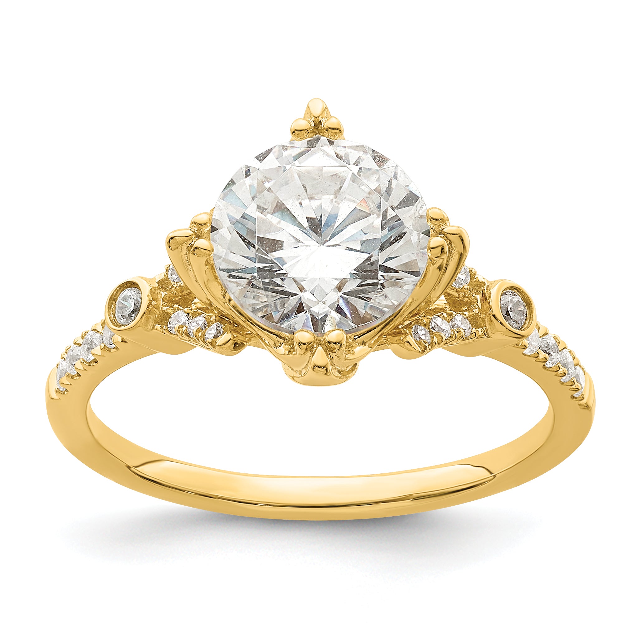 Image of ID 1 200ct CZ Solid Real 14k Polish 2ct Round Engagement Dia Ring