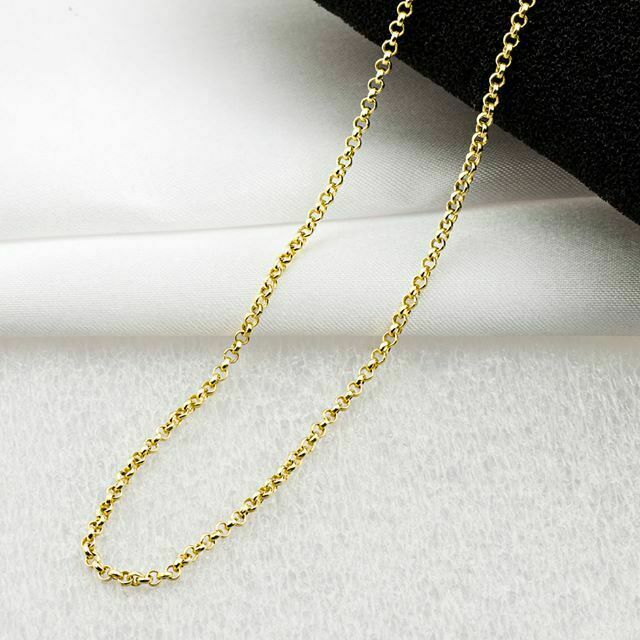 Image of ID 1 24 SOLID 8K Yellow Gold Rolo Links Necklace Chain Fine Jewelry Valentine Gift