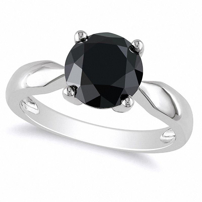 Image of ID 1 30 CT Enhanced Black Natural Clarity Enhanced Diamond Solitaire Ring in Solid 10K White Gold