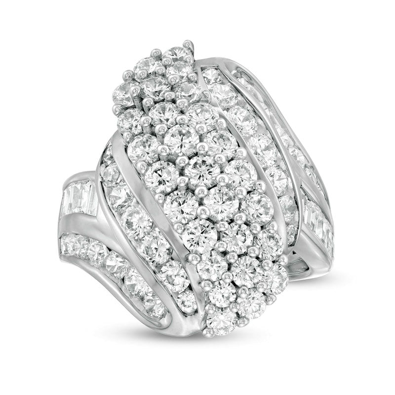 Image of ID 1 30 CT TW Natural Diamond Multi-Row Bypass Ring in Solid 10K White Gold