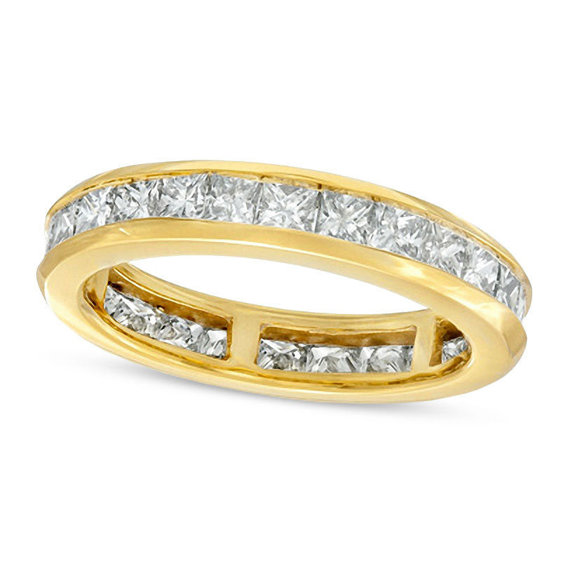 Image of ID 1 30 CT TW Princess-Cut Natural Diamond Eternity Channel Set Wedding Band in Solid 14K Gold
