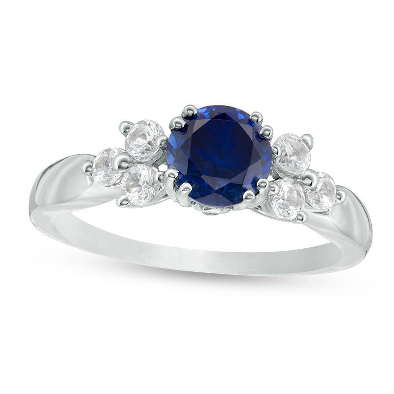 Image of ID 1 62mm Lab-Created Blue and White Sapphire Ring in Sterling Silver