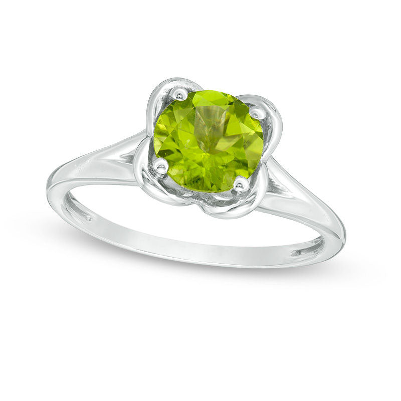 Image of ID 1 70mm Peridot Flower Frame Ring in Sterling Silver