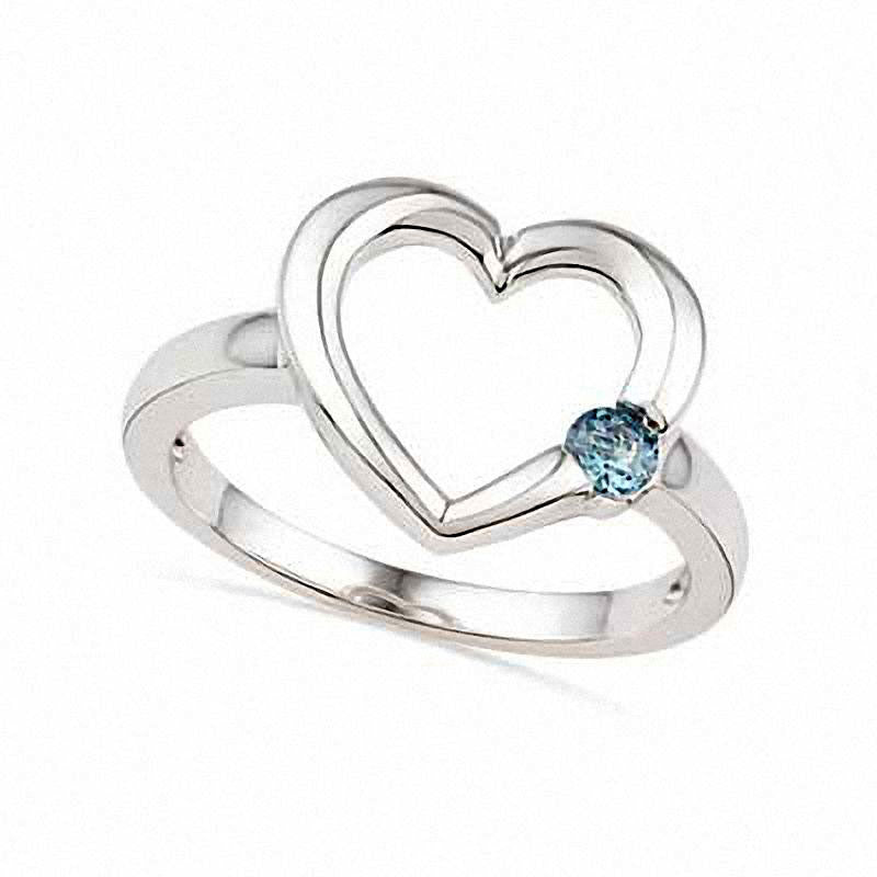 Image of ID 1 Aquamarine Heart Ring in Sterling Silver