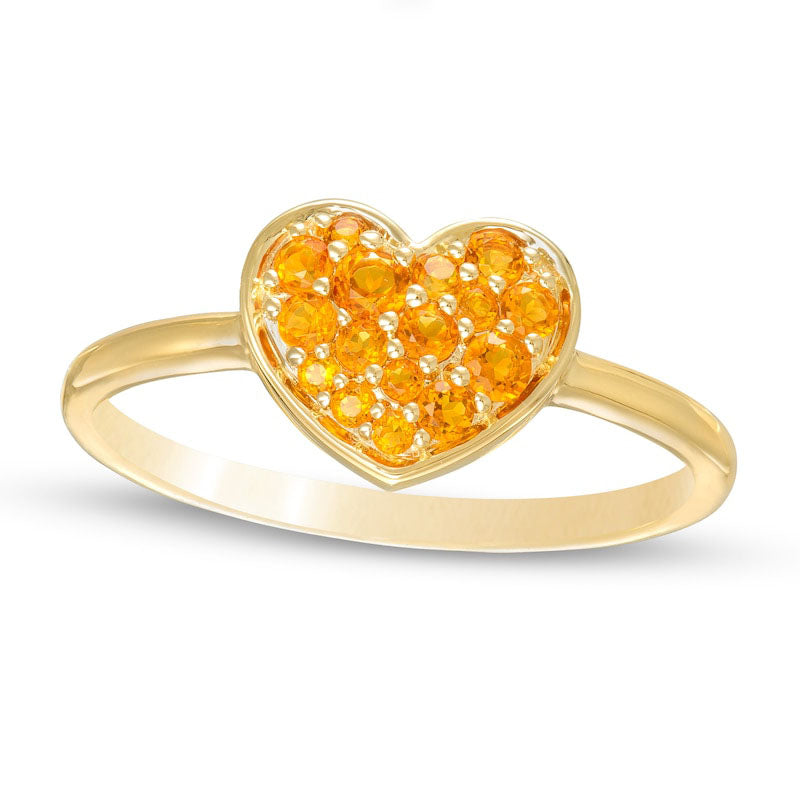 Image of ID 1 Citrine Cluster Heart Ring in Solid 10K Yellow Gold