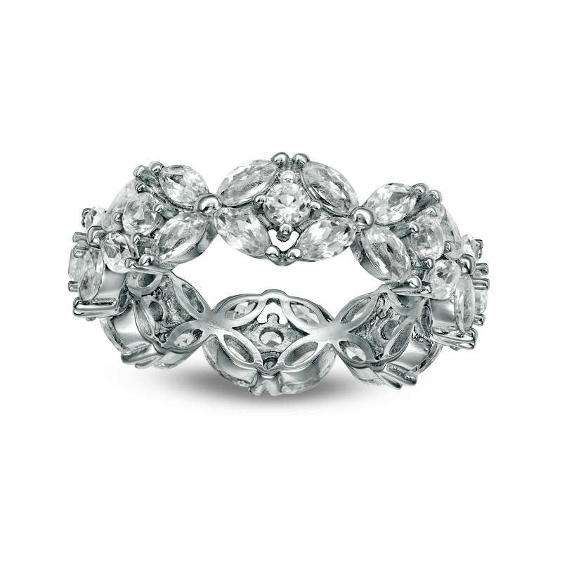 Image of ID 1 Composite Lab-Created White Sapphire Oval Eternity Band in Sterling Silver