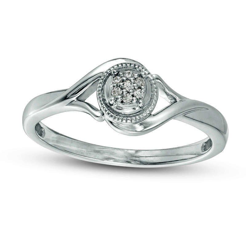 Image of ID 1 Composite Natural Diamond Accent Frame Bypass Antique Vintage-Style Promise Ring in Solid 10K White Gold