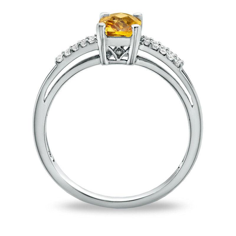 Image of ID 1 Cushion-Cut Citrine and White Topaz Accent Ring in Sterling Silver