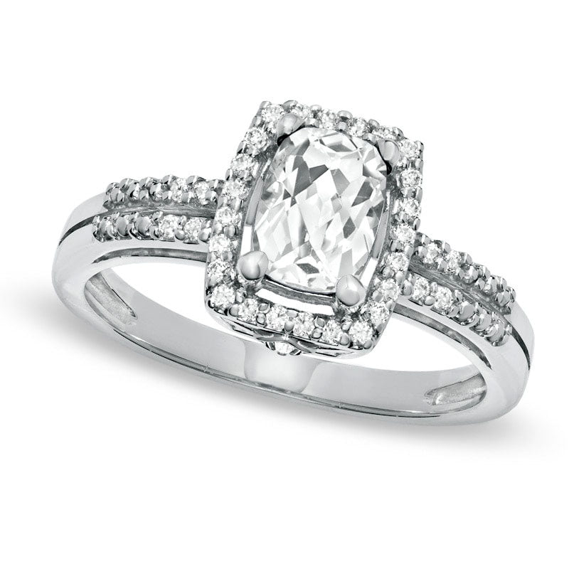 Image of ID 1 Cushion-Cut White Topaz Frame Ring in Sterling Silver
