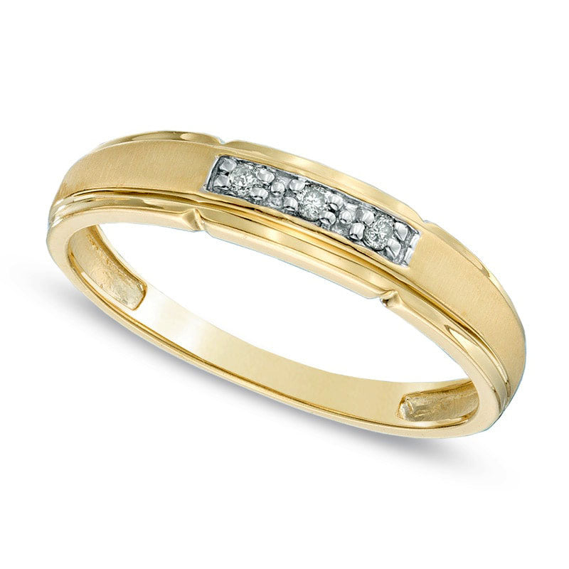 Image of ID 1 Ladies' Natural Diamond Accent Satin Wedding Band in Solid 10K Yellow Gold